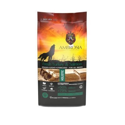 AMBROSIA Senior Light Sterilised Fresh Turkey & Salmon 2kg