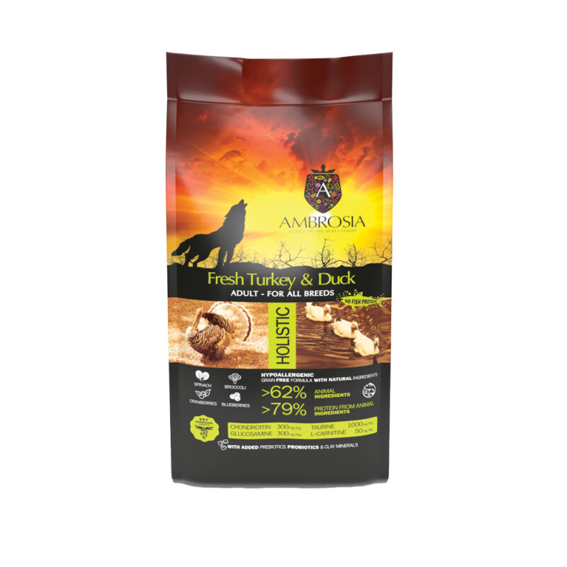 AMBROSIA Adult Fresh Turkey & Duck 12kg