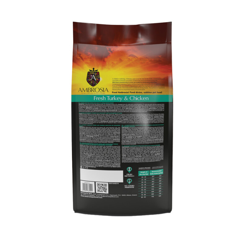 AMBROSIA Adult Fresh Turkey & Chicken 12kg