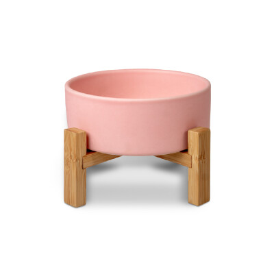 GLEE Μπολ Luxury κεραμικό με βάση Bamboo - Ροζ