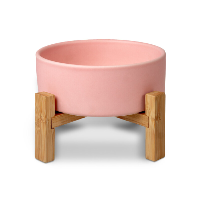 GLEE Μπολ Luxury κεραμικό με βάση Bamboo - Ροζ