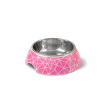 GLEE Μπολ φαγητού και νερού μελαμίνης με ανοξείδωτο κάδο Rhombus Ροζ S 200ml