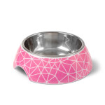 GLEE Μπολ φαγητού και νερού μελαμίνης με ανοξείδωτο κάδο Rhombus Ροζ L 700ml