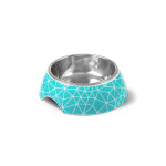 GLEE Μπολ φαγητού και νερού μελαμίνης με ανοξείδωτο κάδο Rhombus Τυρκουάζ