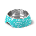 GLEE Μπολ φαγητού και νερού μελαμίνης με ανοξείδωτο κάδο Rhombus Τυρκουάζ