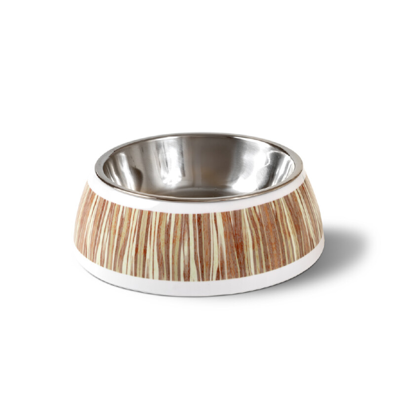 GLEE Μπολ φαγητού και νερού μελαμίνης με ανοξείδωτο κάδο Natural