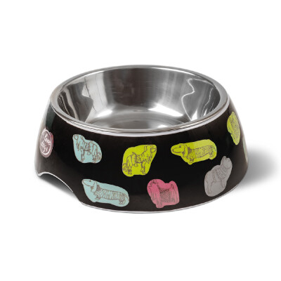 GLEE Μπολ φαγητού και νερού μελαμίνης με ανοξείδωτο κάδο ILUVDOGS L 700ml