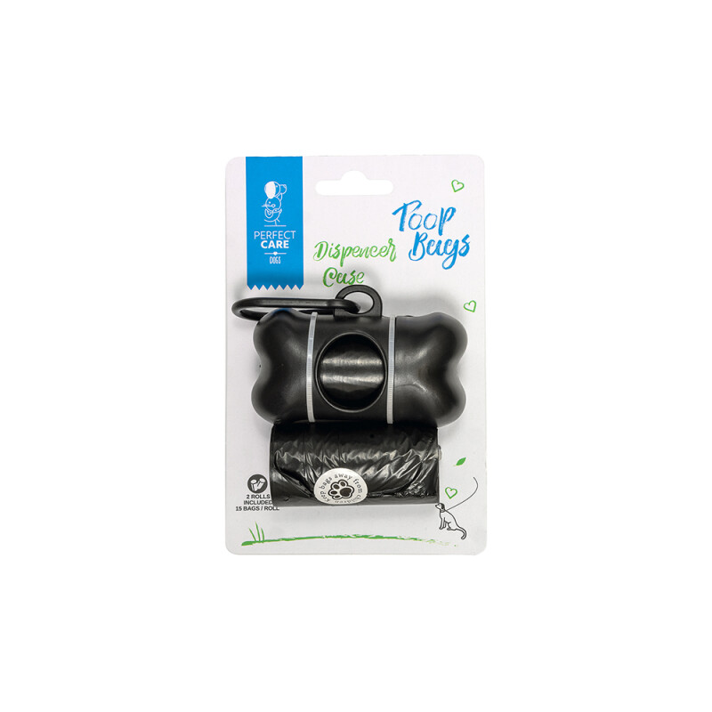 Perfect Care Dispenser Poop Bags & 2 Rolls Black