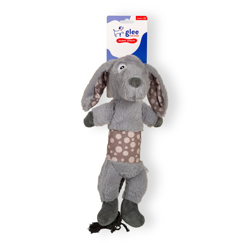 Bunny Spotty Rope Tail Squeaky