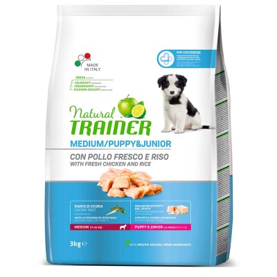 NATURAL TRAINER Medium Puppy & Junior Fresh Chicken 3kg