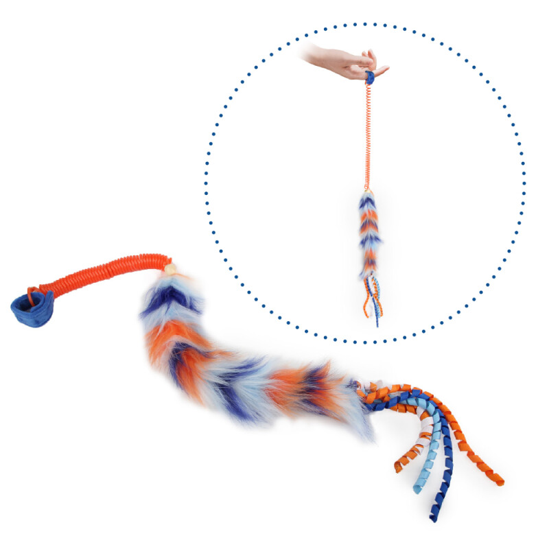 AFP Παιχνίδι Γάτας Furry Ball Fluffy Spring with Finger Ring Πορτοκαλί