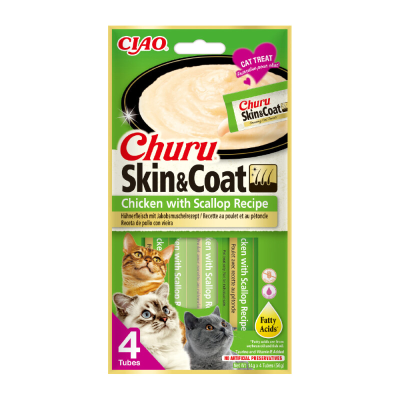 INABA Churu Skin & Coat Κοτόπουλο & Χτένια 56gr