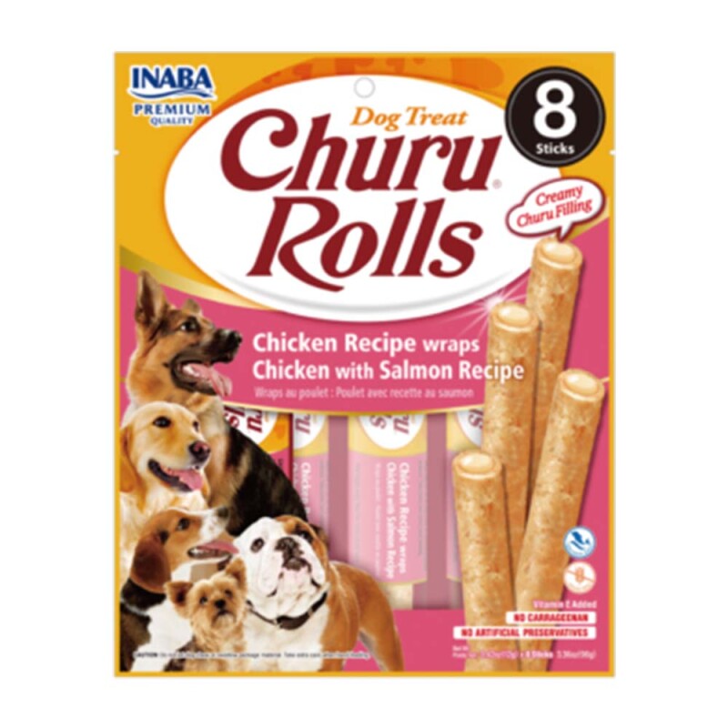 INABA Churu Rolls Κοτόπουλο & Σολομός 96gr