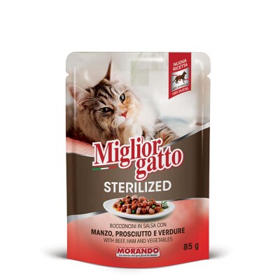 MORANDO Miglior Gatto Sterilised Βοδινό, Προσούτο & Λαχνικά 85gr