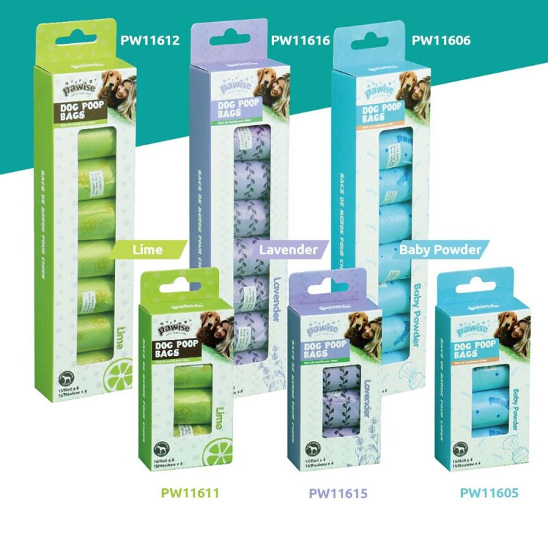 PAWISE Waste Bag Roll Collection Baby Powder