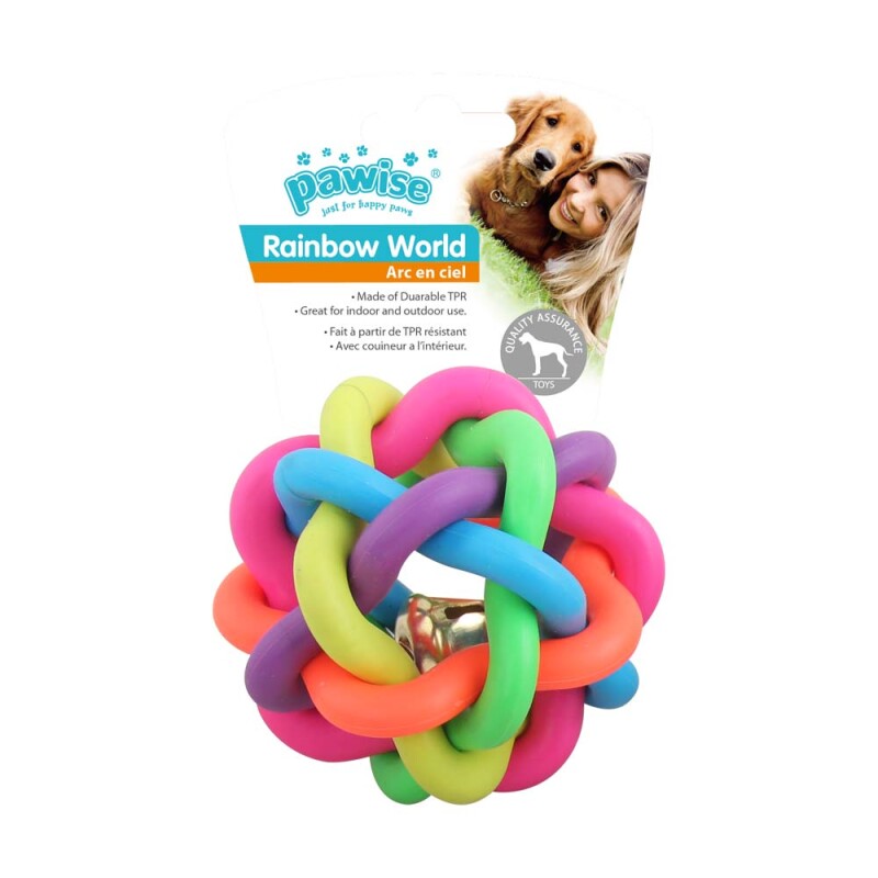 PAWISE Dog Toy Rainbow World Ball