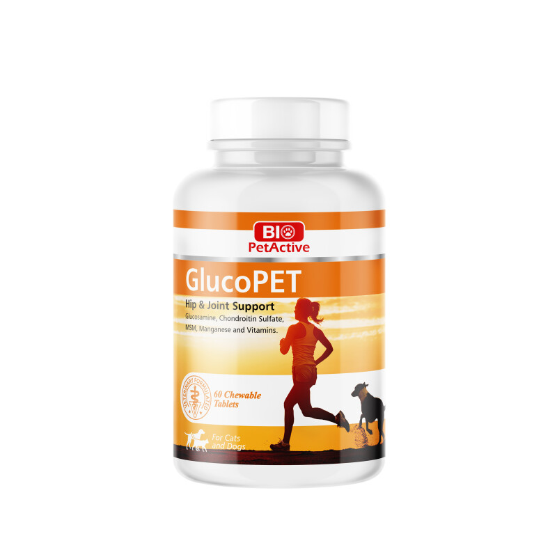 BIO PETACTIVE GlucoPet (Hip & Joint Support Tabs for Dogs and Cats) 60 tabs | 90gr