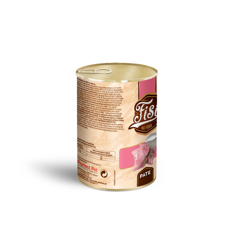 FISI Υγρή τροφή σε πατέ για Γατάκια Κοτόπουλο με Γάλα 12x400gr